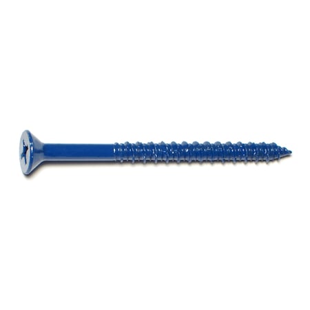 Midwest Fastener Masonry Screw, 1/4" Dia., Flat, 3 1/4 in L, Steel Blue Ruspert, 10 PK 63512